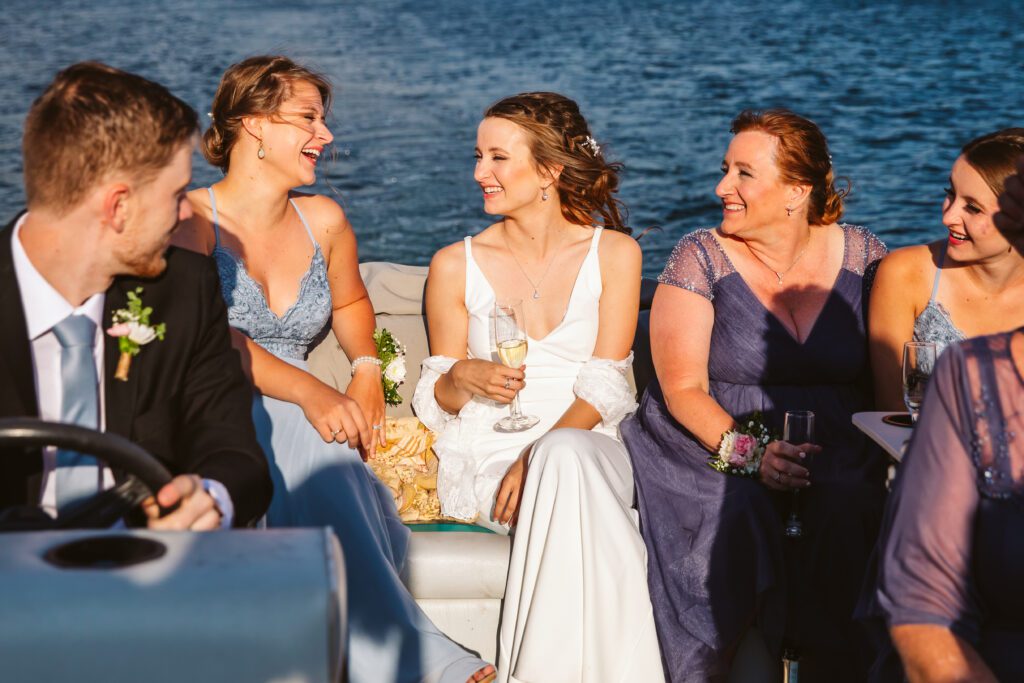 Intimate wedding celebration on a boat