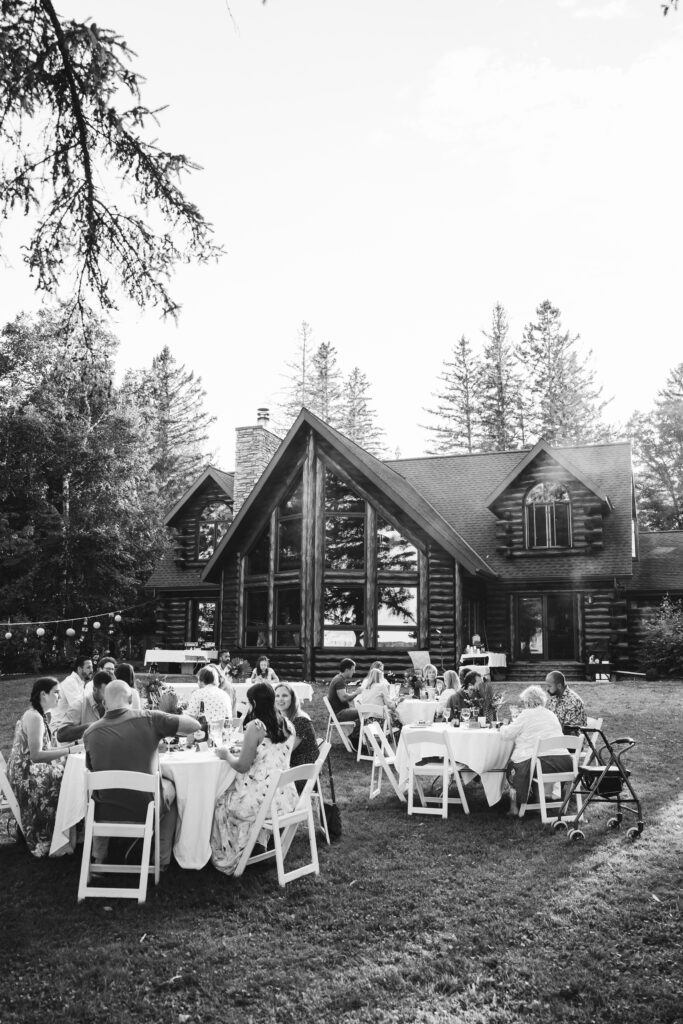Intimate wedding celebration at a cabin